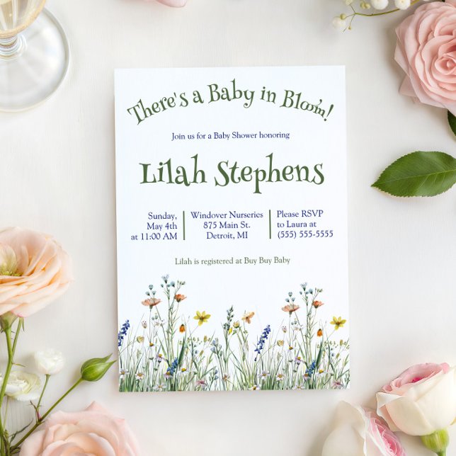 Baby i blom! Vildblomma Baby Shower Inbjudningar (Skapare uppladdad)