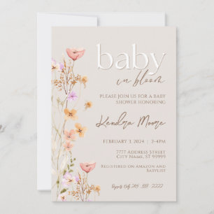 Baby i Blom-Vildens Blommor-inbjudan till babyskor Inbjudningar