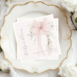 Baby i blom Whimsical Bow babyfirande Pappersservett