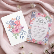 Baby i blom Wild Flower Watercolor Babyfirande