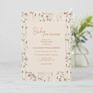 Baby i blom Wildflower äng Boho Baby Shower Inbjudningar