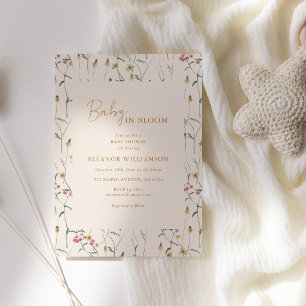 Baby i blom Wildflower äng Boho Baby Shower Inbjudningar