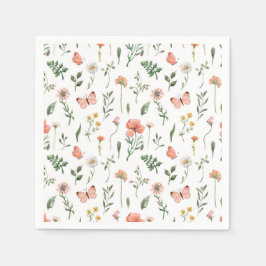 Baby i blom Wildflower baby shower Pappersservett