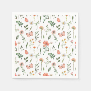 Baby i blom Wildflower baby shower Pappersservett