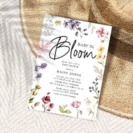 Baby i Blom Wildflower Babyfirande Inbjudningar