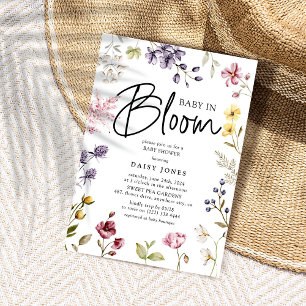 Baby i Blom Wildflower Babyfirande Inbjudningar