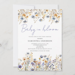 Baby i blom Wildflower Blommig Babyfirande  Inbjudningar