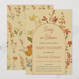 Baby i blom Wildflowers Blommig Vintage Brudshower Inbjudningar