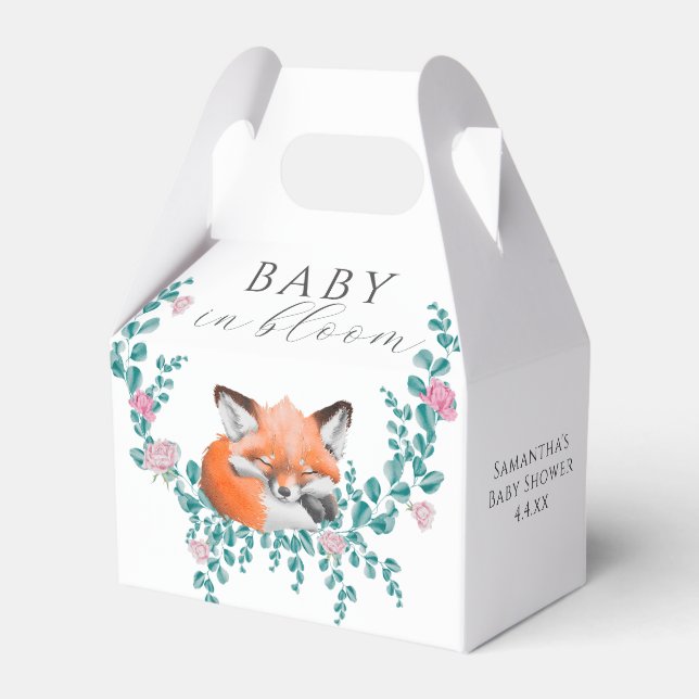 Baby i blom Woodland Fox Grönska Barnkalas Presentaskar (Framsidan Sidan)