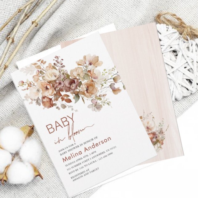 Baby i blomblommor vattenfärgdusch för blommor inbjudningar (Skapare uppladdad)