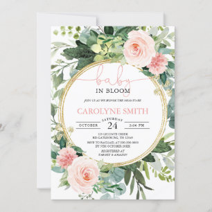 Baby i BLOMGERY Rosa Baby Shower-inbjudan Inbjudningar