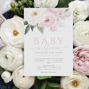 baby i blomman av blommor i rosa inbjudningar