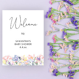 Baby i blomman Välkommen till babyduschen Poster