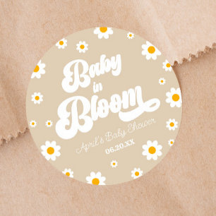 Baby i blommande Blommigt i blommande Daisy i blom Runt Klistermärke