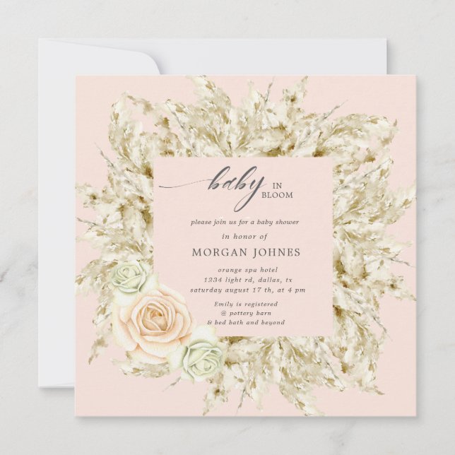 baby i blommande bohemiske baby Shower-inbjudan (Framsida)