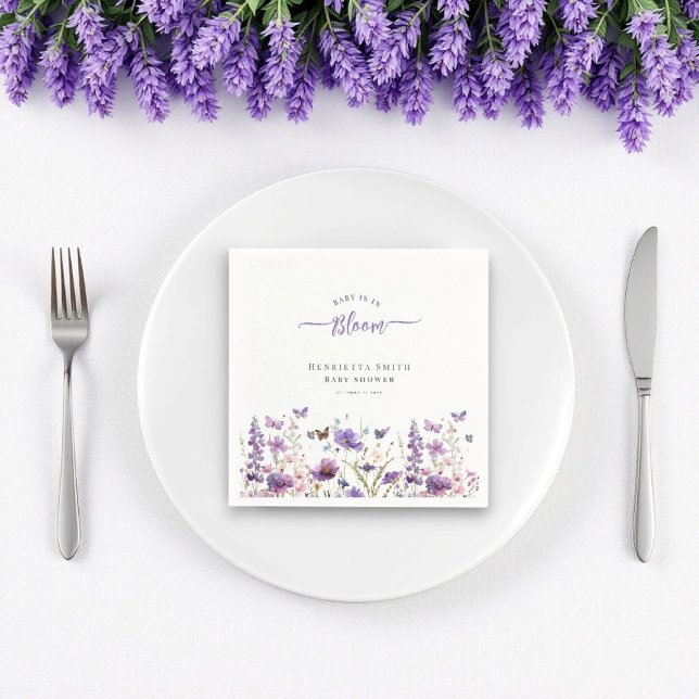 Baby i blommande modern vattenfärgskbabydusch pappersservett (for full collection visit willow spring studio baby in bloom wildfower suite)