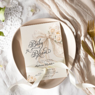 Baby i blommande slöja flicka baby shower inbjudningar