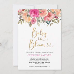 Baby i Blommigten Bläddra i blommans vattenfärgsfa Inbjudningar