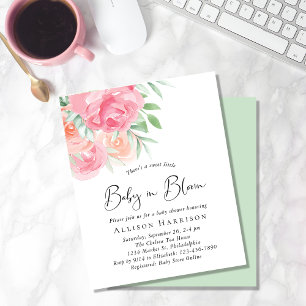 Baby i Blommigten Bloom Watercolor Shower-inbjudan