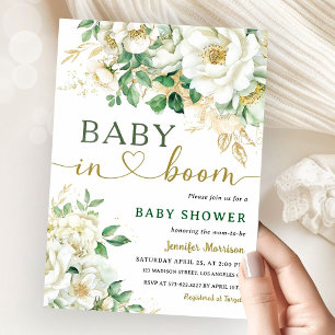 Baby i Blommigten för babybabyskor i blomman Kön N Inbjudningar