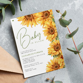 Baby i blommigten för blommande vattenfärg, babydu inbjudningar