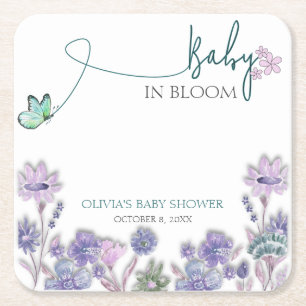 Baby i Blommigten för Lila av babybabyskor i bloom Underlägg Papper Kvadrat