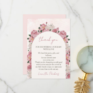 Baby i Blommigten för Rosa av babybabyskor i bloom Tack Kort