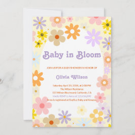 Baby i Blommigten Retro Baby Shower för bloom Inbjudningar
