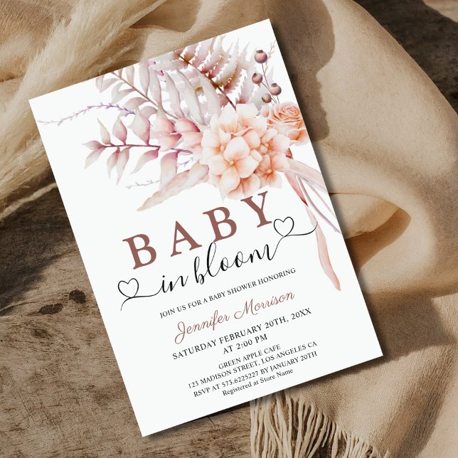 Baby i Blommigten Vår i Bloom Baby Shower Beige Inbjudningar (Skapare uppladdad)