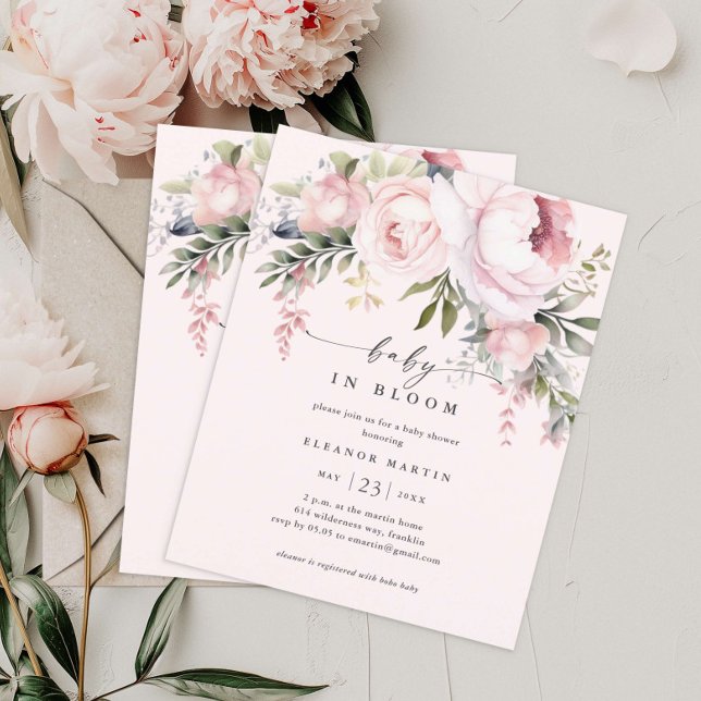 Baby i Blommigtens bloombudget, inbjudan till baby (Skapare uppladdad)