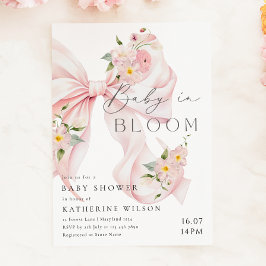 Baby i BLOMMMT-Rosa Bow Baby Shower-inbjudan Inbjudningar