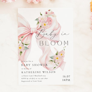 Baby i BLOMMMT-Rosa Bow Baby Shower-inbjudan Inbjudningar