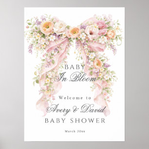 Baby i blomning Blommig Båge Flicka Barnkalas Poster