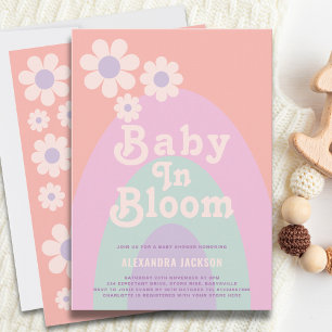 Baby i blomning Boho Daisy Regnbåge Bebis Shower Inbjudningar