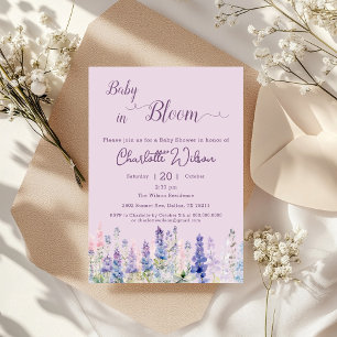 Baby i blomning Färgrika Lupinblommor Baby Shower Inbjudningar