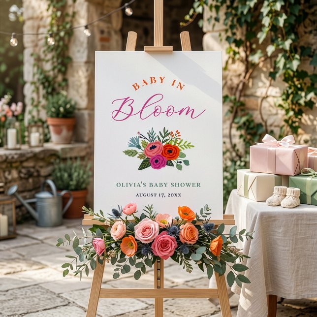 Baby i blomning Ljus blomster baby shower välkomst Poster (Skapare uppladdad)