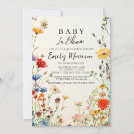 Baby i blomning och blommor i babykläder inbjudningar