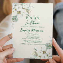 Baby i blomning och munkavle Blommor i babykläder Inbjudningar