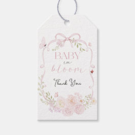 Baby i blomning Rosa band presentkort Presentetikett