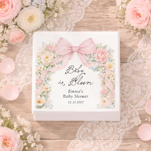 Baby i blomning Rosa rosa slinga Blommig babyfiran Pappersservett