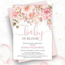 Baby i blomning Vattenfärg Blommor Flickebarnkalas