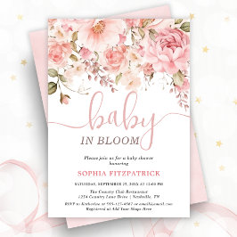 Baby i blomning Vattenfärg Blommor Flickebarnkalas Inbjudningar
