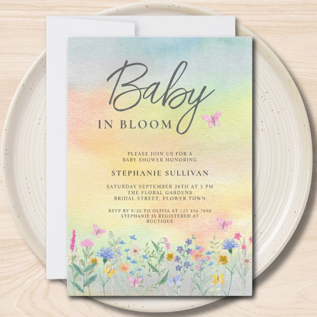 Baby i blomning Vilda blommor Baby Shower Inbjudningar (Skapare uppladdad)