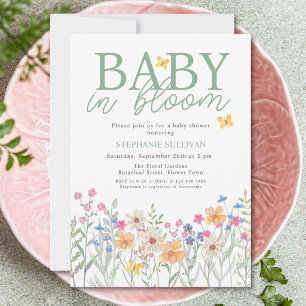 Baby i blomning Vildblomma Barnkalas Inbjudningar