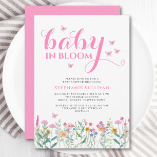 Baby i blomning Vildblomma Flickas Barnkalas Inbjudningar