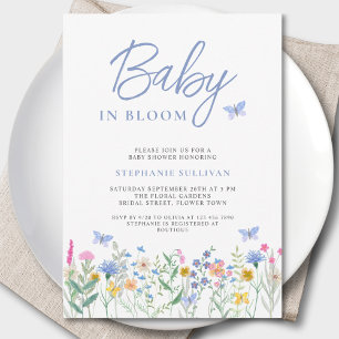 Baby i blomning Vildblomma Pojke Bebis firande Inbjudningar