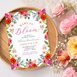 Baby i BLOMSMY Blommigt Baby Shower-inbjudan Inbjudningar