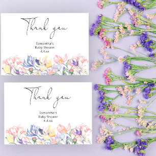 Baby i blomst thank you baby shower tack kort