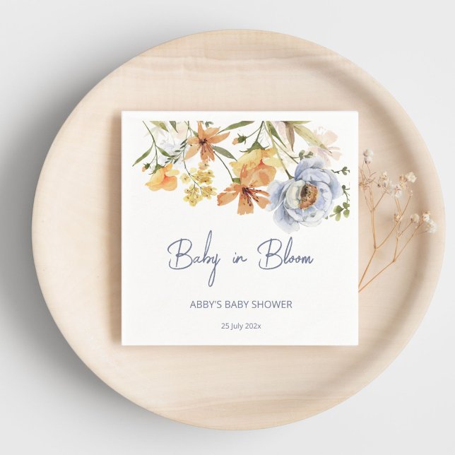 Baby i blomstrande babydusch för vilda blommor pappersservett (Skapare uppladdad)