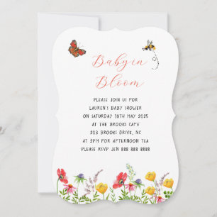 Baby i blomstrande blomsterträdgårds babyfirande inbjudningar